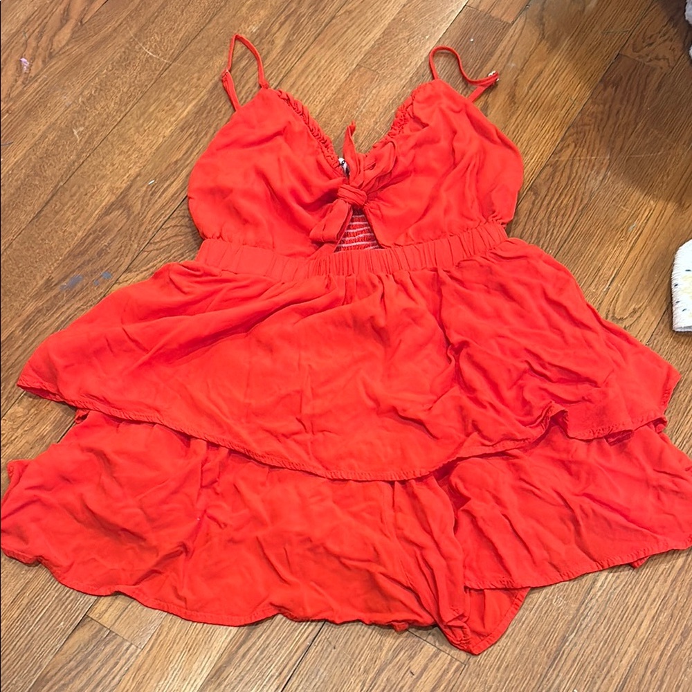 Vibrant Red Layered Romper